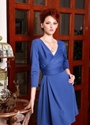 Extra 12% OFF on Elegant Blue V-neck Autumn Women's Dress.