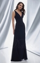 50% OFF For Draped Sheath V-neck Floor-length Indigo Chiffon Bridesmaid Dress.