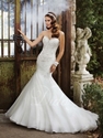75% OFF on Beaded and Diamonds Lace-up Organza Chapel Train Wedding Dress!!