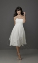 83% OFF on Tea-length A-line Strapless Ivory Chiffon Ruched Bridesmaid Dress.