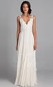 Extra 8% OFF on Column V-neck Pleats Beaded Diamonds Chiffon Evening Dress.