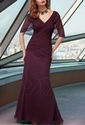 53% OFF on Trumpet V-neck Floor-length Chiffon Mother of the Brides Dress.