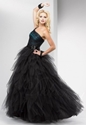Extra 8% OFF Elegant Ball Gown One-Shoulder Tulle & Satin Black Prom Dress.