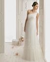 46% OFF For Column One-shoulder Floor-length Tulle Lace Appliqued Wedding Dress