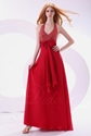 66% OFF For Red A-line Halter Floor-length Chiffon Prom Dress