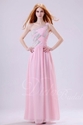 70% OFF on Pink A-line One-shoulder Floor-length Chiffon Prom Dress
