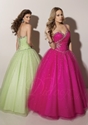 75% OFF on Fuchsia Crisscross Beaded Ball Gown Sweetheart Tulle Prom Dress