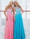 60% OFF on Bateau Neckline Tulle Beaded Diamond A-line Floor-length Prom Dress