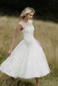 61% OFF on Charming A-Line Scoop Tea-length Chiffon Wedding Dress