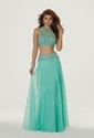 60% OFF High Neck Lace Chiffon Two Piece Prom Dress
