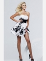 36% OFF on A-line Strapless Cocktail Length Taffeta White-black Cocktail Dress